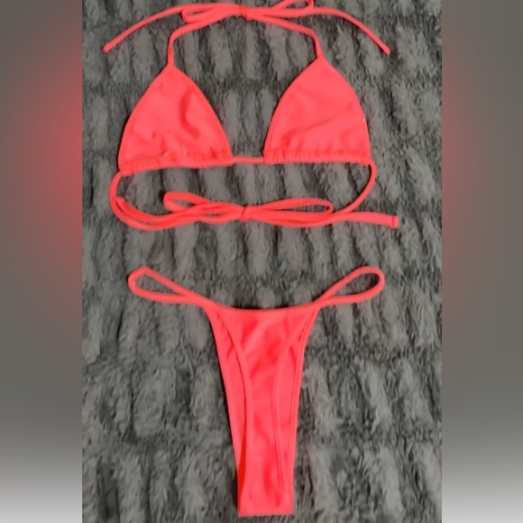 I.AM.GIA 3 Piece Set - Hot Pink Candy Kora Thong Bikini with Mesh Kiera Tank - Picture 15 of 17